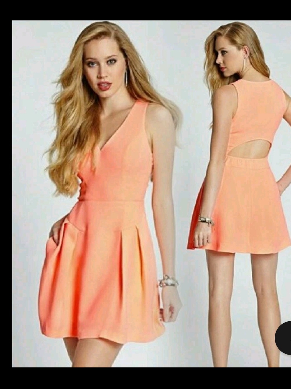 Guess Peach Cutout Sleeveless Mini Dress
